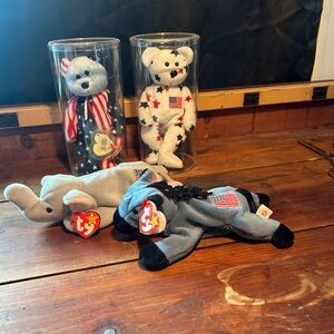 Ty Beanie Baby Collectible Plush Lefty,Righty,Glory,Spangle